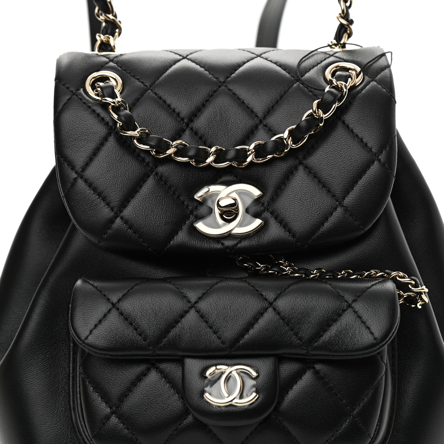 Chanel Lambskin Quilted Small Duma Drawstring Backpack Black 8 of 9