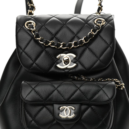 Chanel Lambskin Quilted Small Duma Drawstring Backpack Black 8 of 9