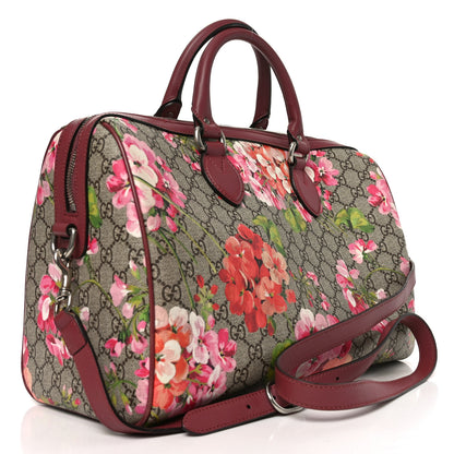 Gucci GG Supreme Monogram Blooms Medium Boston Beige Multicolor Dry Rose 3 of 11