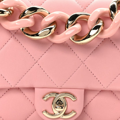 Chanel Lambskin Quilted Resin Bi-Color Chain Flap Bag Pink 8 of 12
