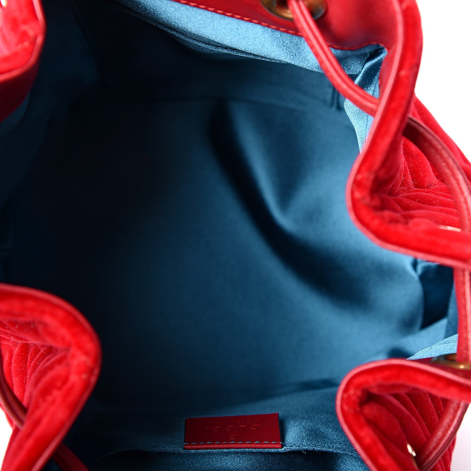 Gucci Velvet Matelasse GG Marmont Bucket Bag Hibiscus Red 4 of 9
