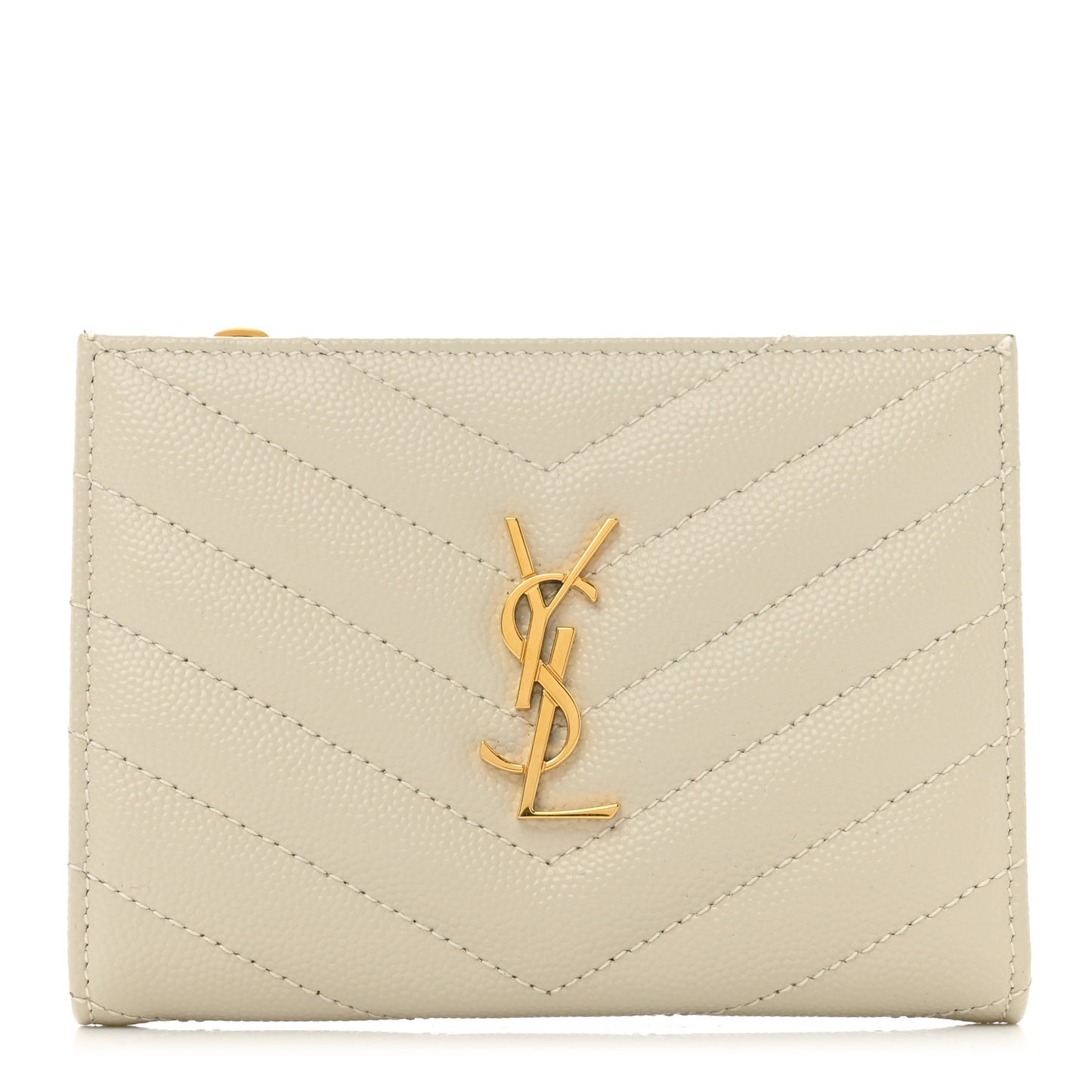 Grain De Poudre Matelasse Chevron Monogram Zipped Two-Part Wallet Crema Soft