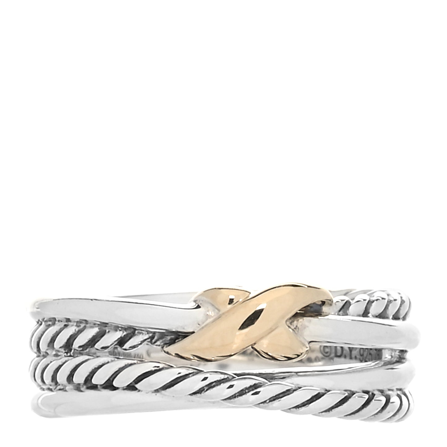 Sterling Silver 18K Yellow Gold 6mm X Crossover Ring 49 4.75