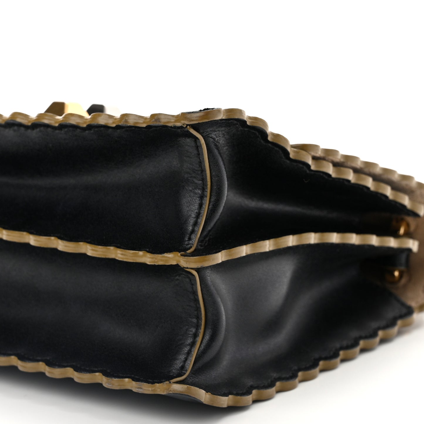 Vitello Liberty Scalloped Studded Small Kan I Shoulder Bag Black