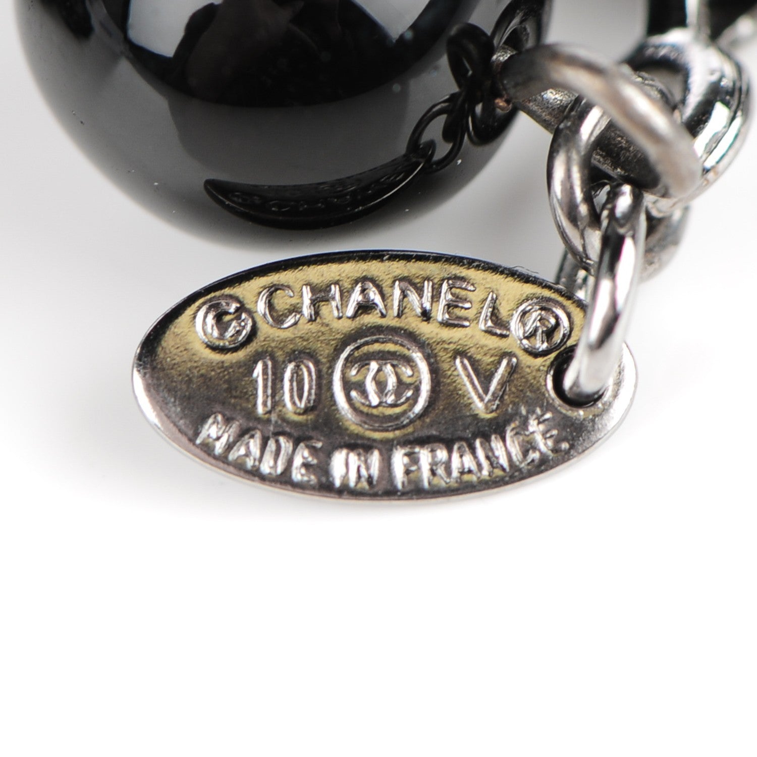 Chanel Ruthenium Beaded CC Bracelet Black 3 of 4