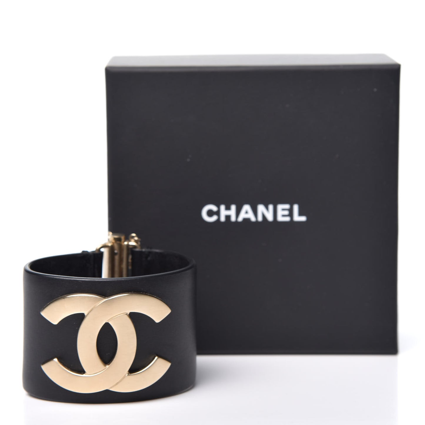 Calfskin CC Wide Cuff S Black Gold