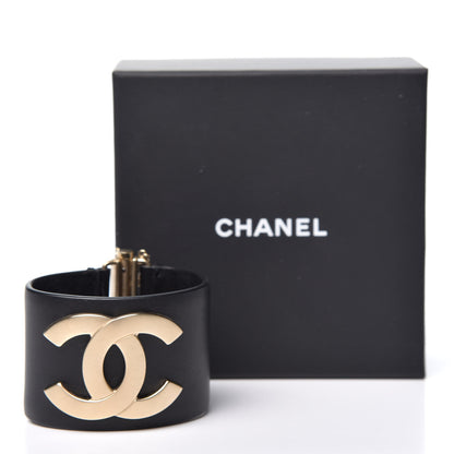 Chanel Calfskin CC Wide Cuff S Black Gold 6 of 6