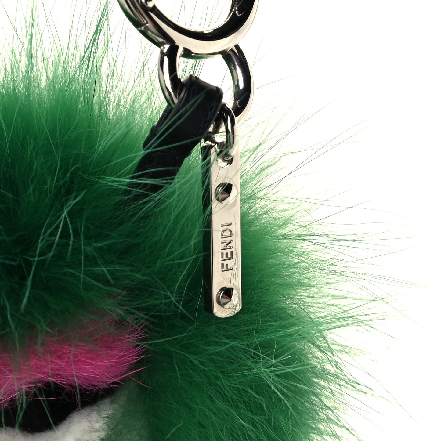 Fox Mink Rabbit Fur Vitello Dolce Minty Mini Monster Bag Bug Charm Jade Multicolor