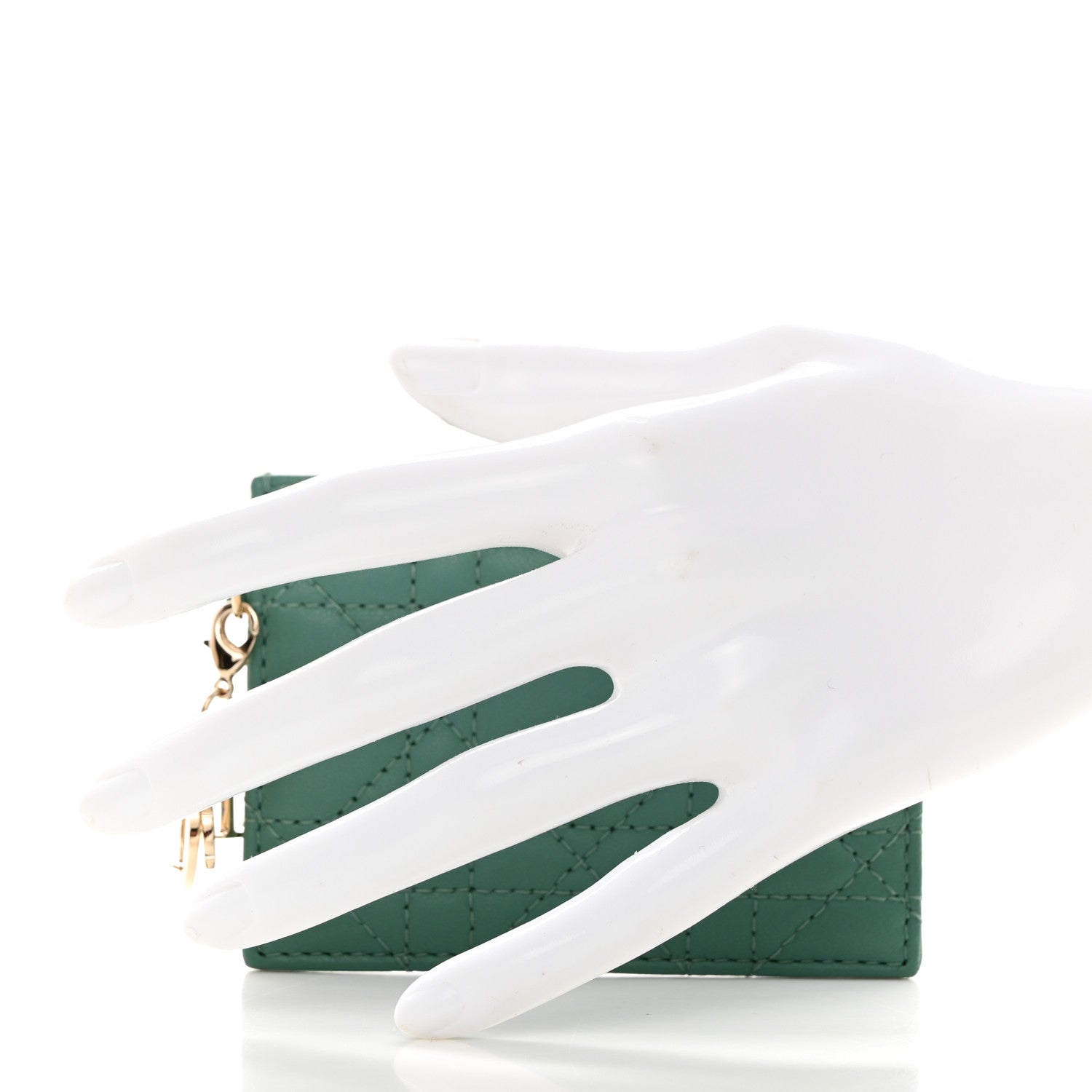 Christian Dior Lambskin Cannage Lady Dior Card Holder Cedar Green 2 of 7