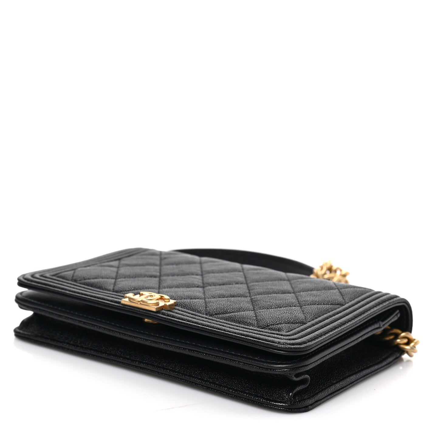 Caviar Quilted Boy Wallet On Chain WOC Black