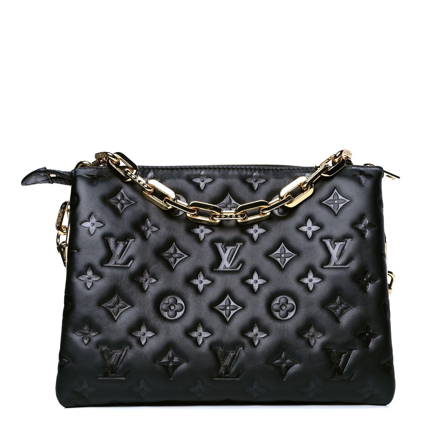 Louis Vuitton Lambskin Embossed Monogram Coussin PM Black 4 of 6