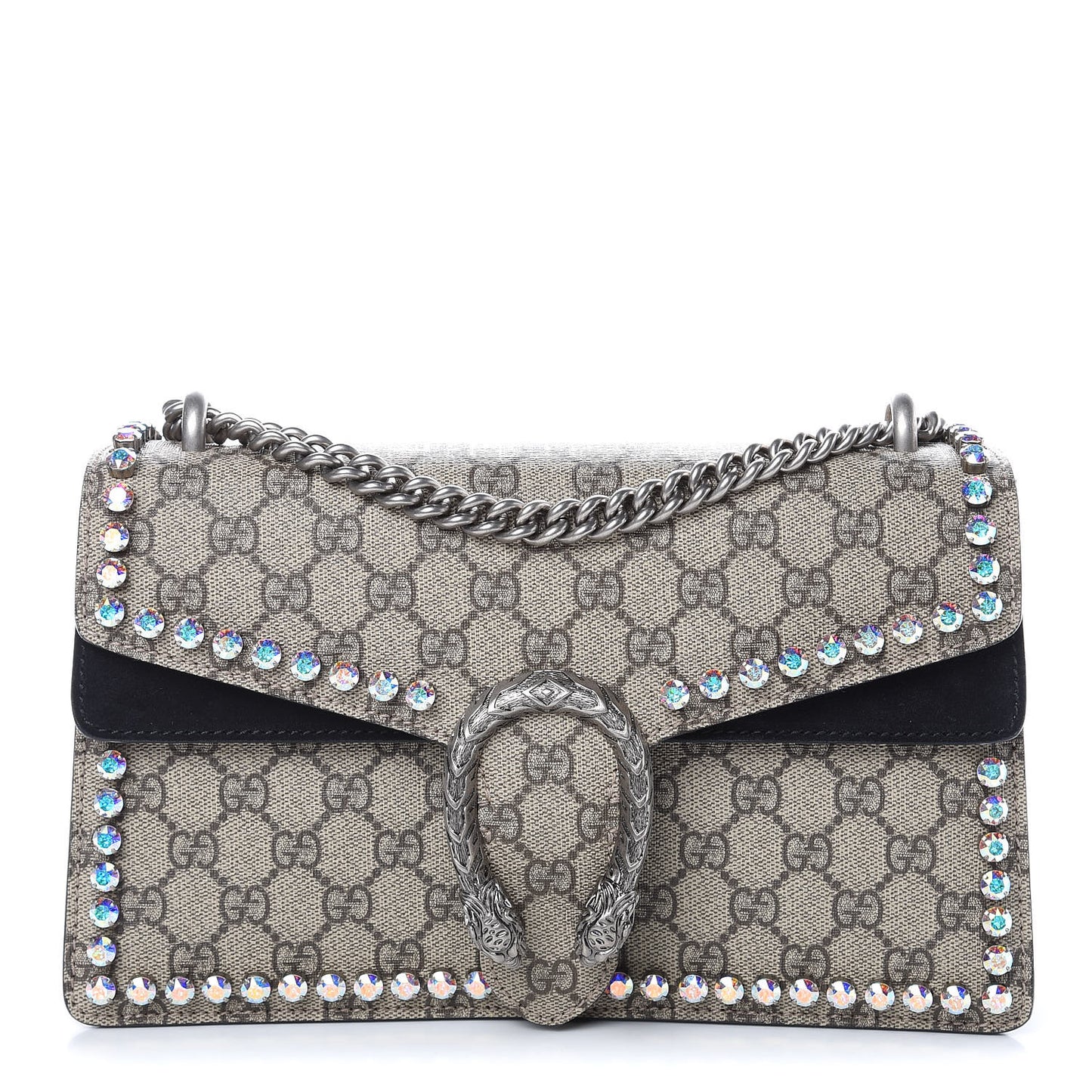 GG Supreme Monogram Crystal Small Dionysus Shoulder Bag Black