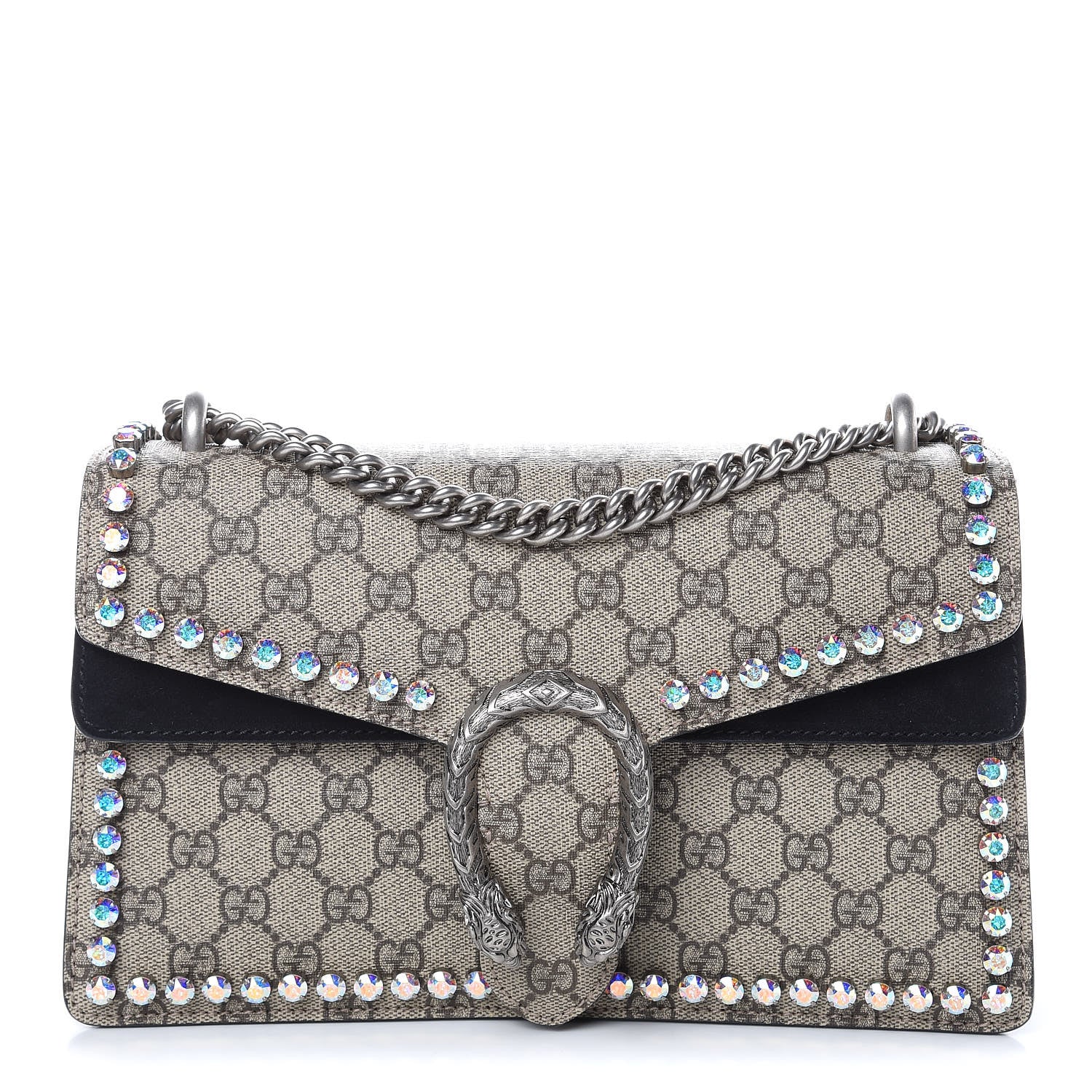 Gucci GG Supreme Monogram Crystal Small Dionysus Shoulder Bag Black 1 of 14