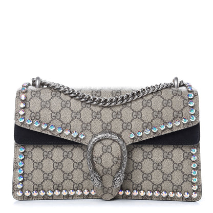 Gucci GG Supreme Monogram Crystal Small Dionysus Shoulder Bag Black 1 of 14