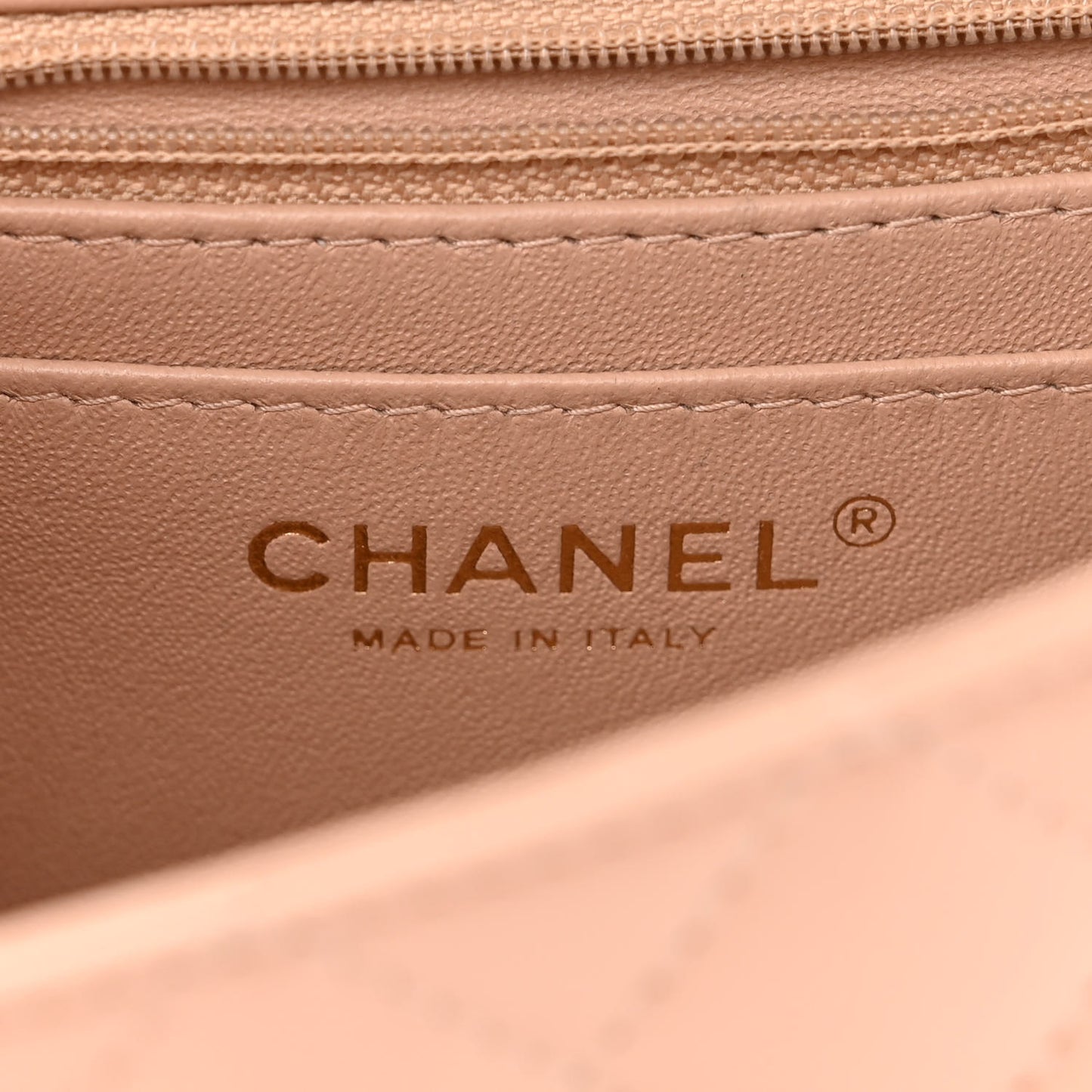 Lambskin Quilted Mini Rectangular Flap Beige