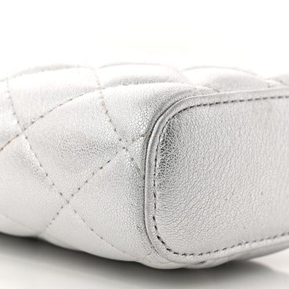 Chanel Metallic Lambskin Quilted Phone Holder With Chain Silver 9 of 14