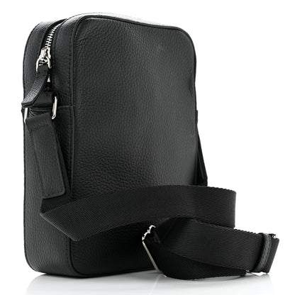 Burberry Pebbled Calfskin Logo Embossed Thornton Messenger Bag Black 3 of 13