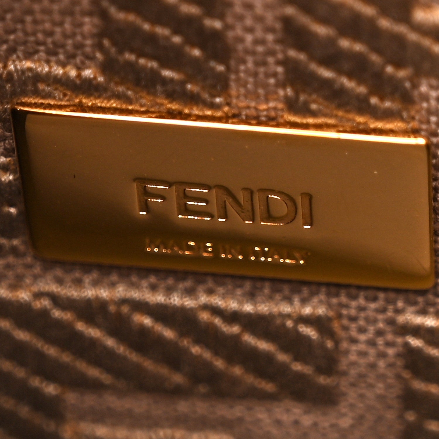 Fendi Vitello Seta Canvas FF Embroidered Mini Peekaboo Iconic Satchel Tartufo 6 of 10