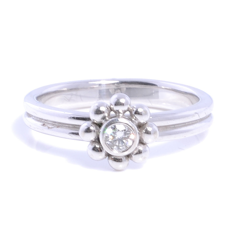 Tiffany 18k Diamond Flower Ring 7 1 of 7