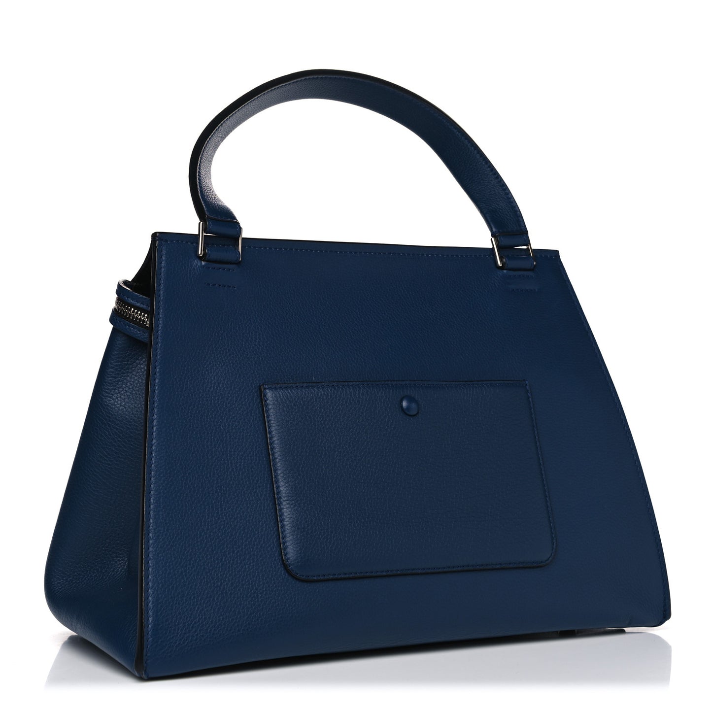 Drummed Calfskin Medium Edge Shoulder Bag Ocean Blue