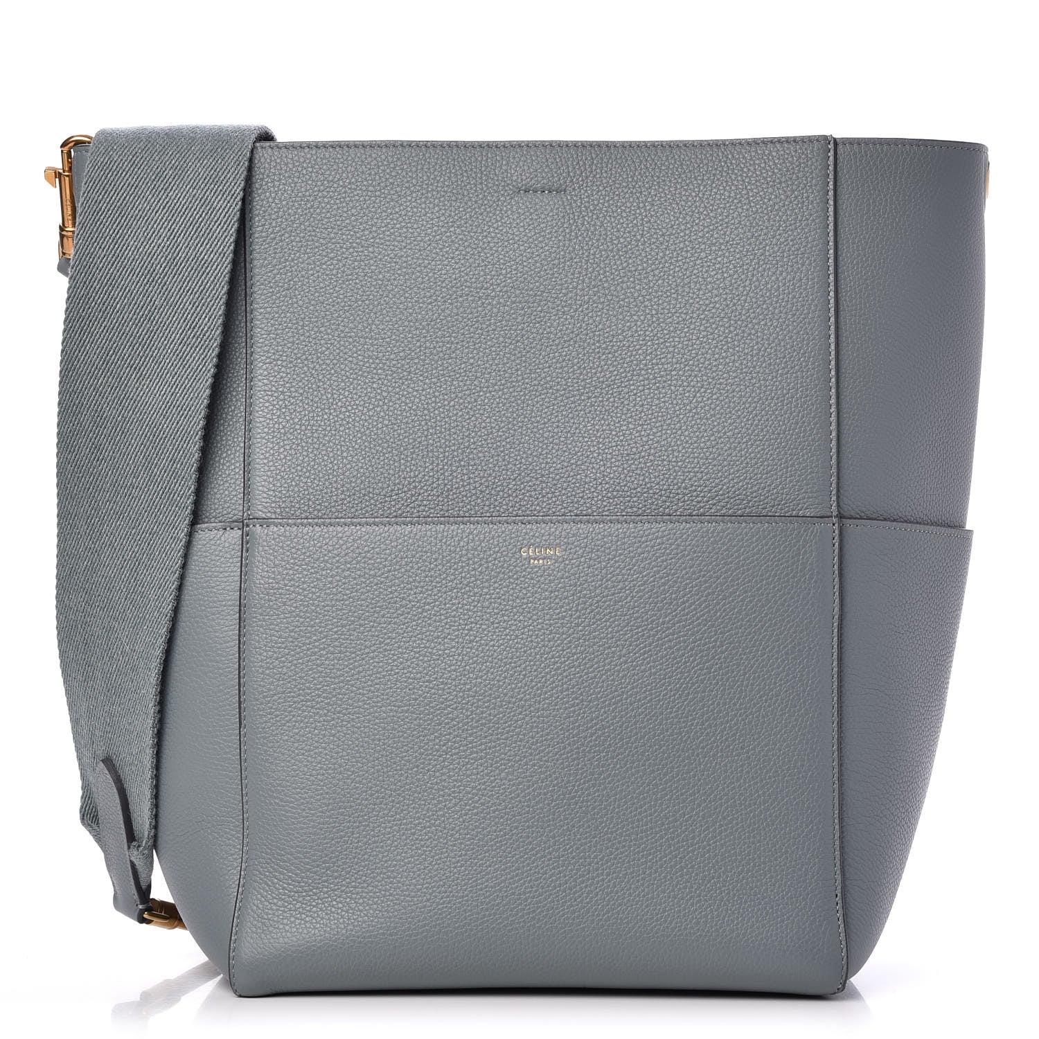 Celine Soft Grained Calfskin Sangle Bucket Bag Storm 1 of 7
