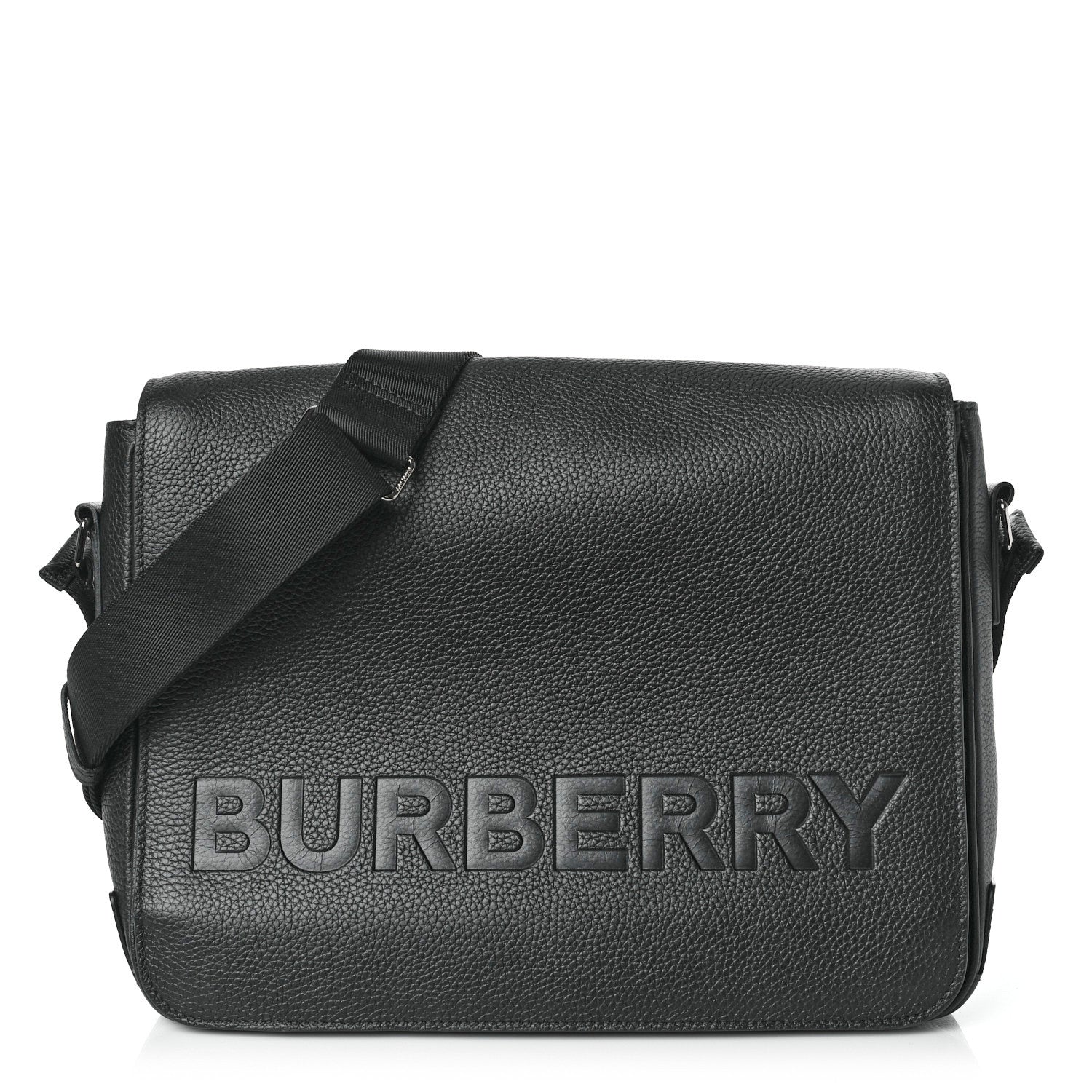 Burberry Grainy Calfskin Embossed Bruno Messenger Black 1 of 8