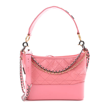 Chanel Aged Calfskin Quilted Small Gabrielle Logo Hobo Rose 1 of 9