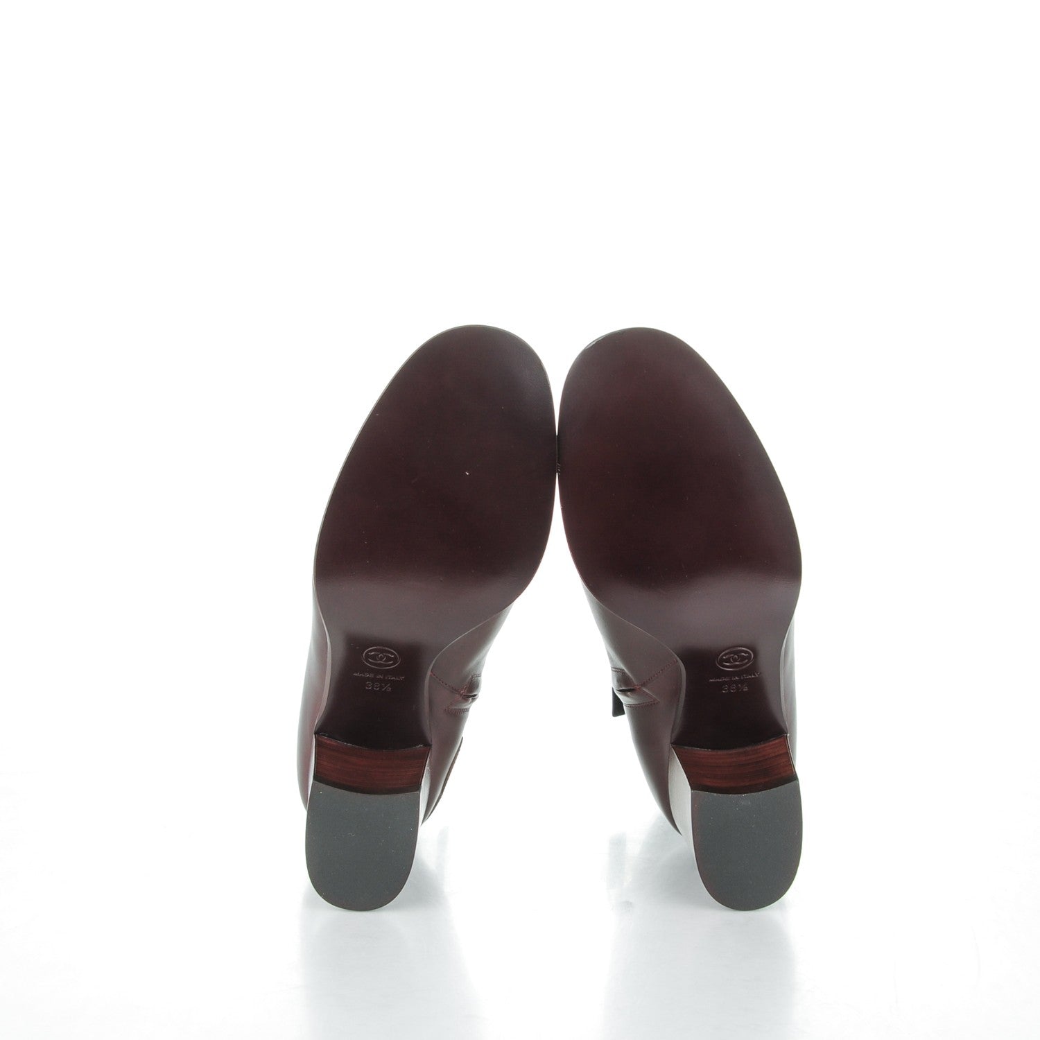 Chanel Lambskin CC Ankle Boots 38.5 Burgundy 6 of 8