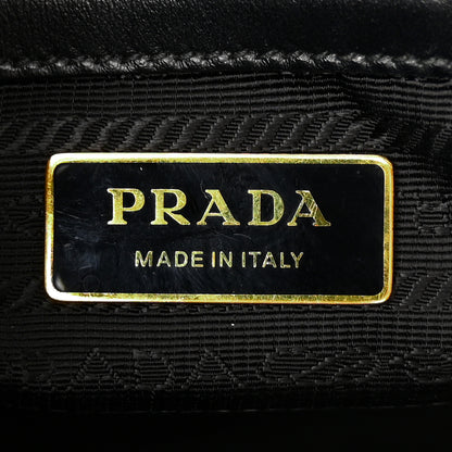 Prada Jacquard Saffiano Triangolo Symbole Embroidered Small Tote Black Corda 6 of 11