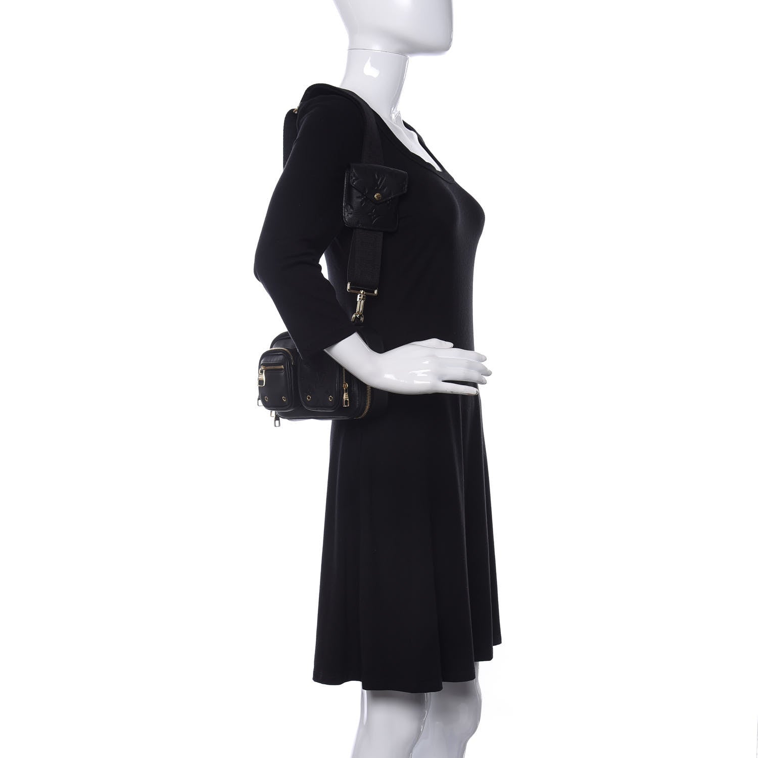 Louis Vuitton Calfskin Monogram Embossed Utility Crossbody Black 2 of 9