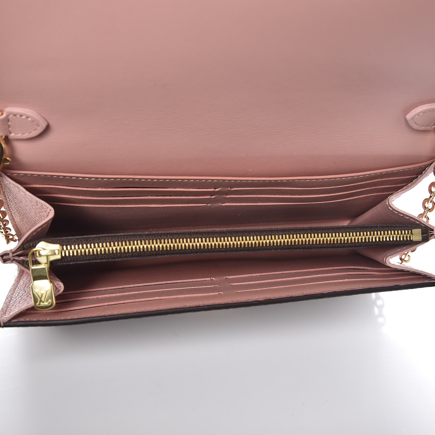 Louis Vuitton Damier Ebene Croisette Chain Wallet Rose Ballerine 5 of 7