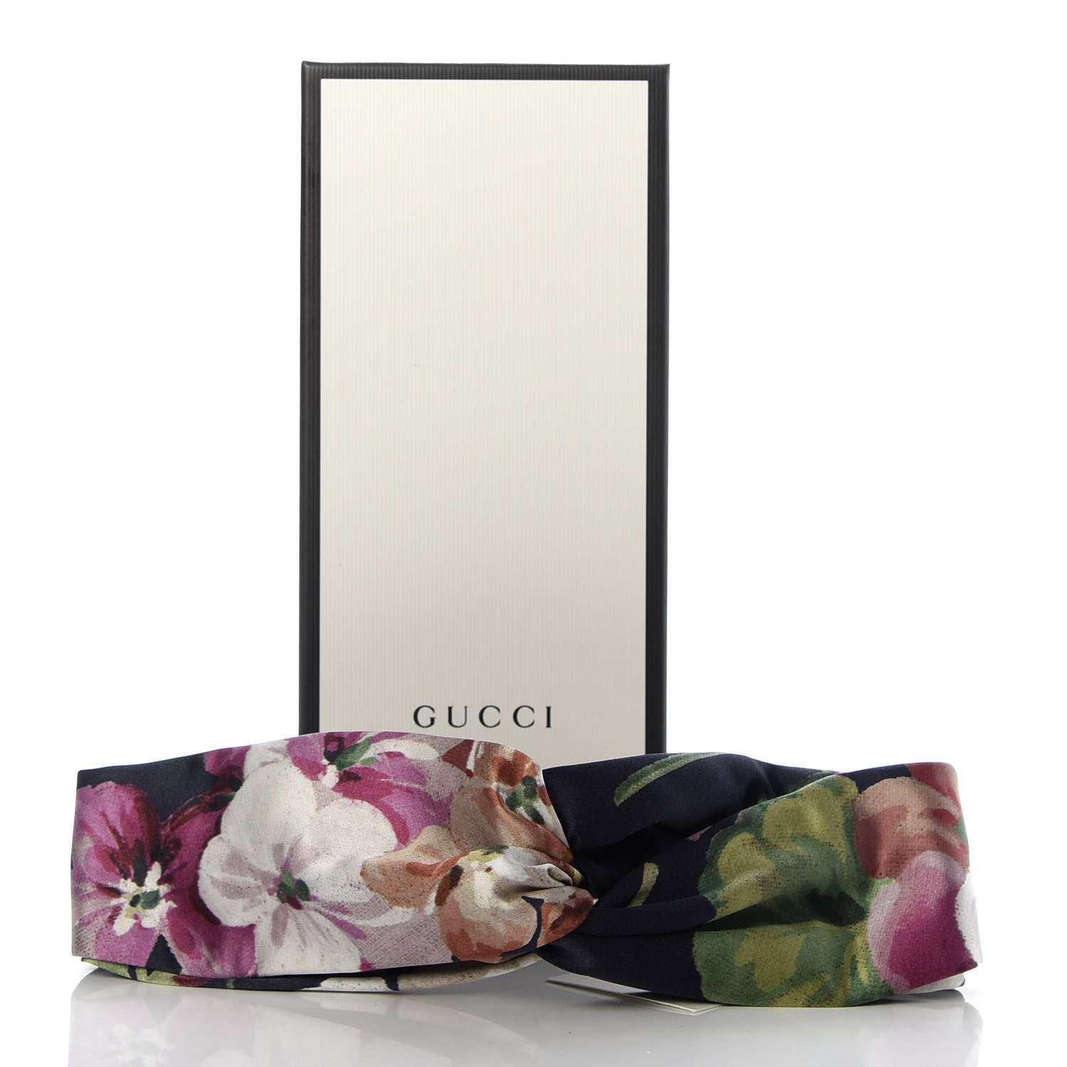 Gucci Silk Blooms Print Duchesse Headband Navy 5 of 5