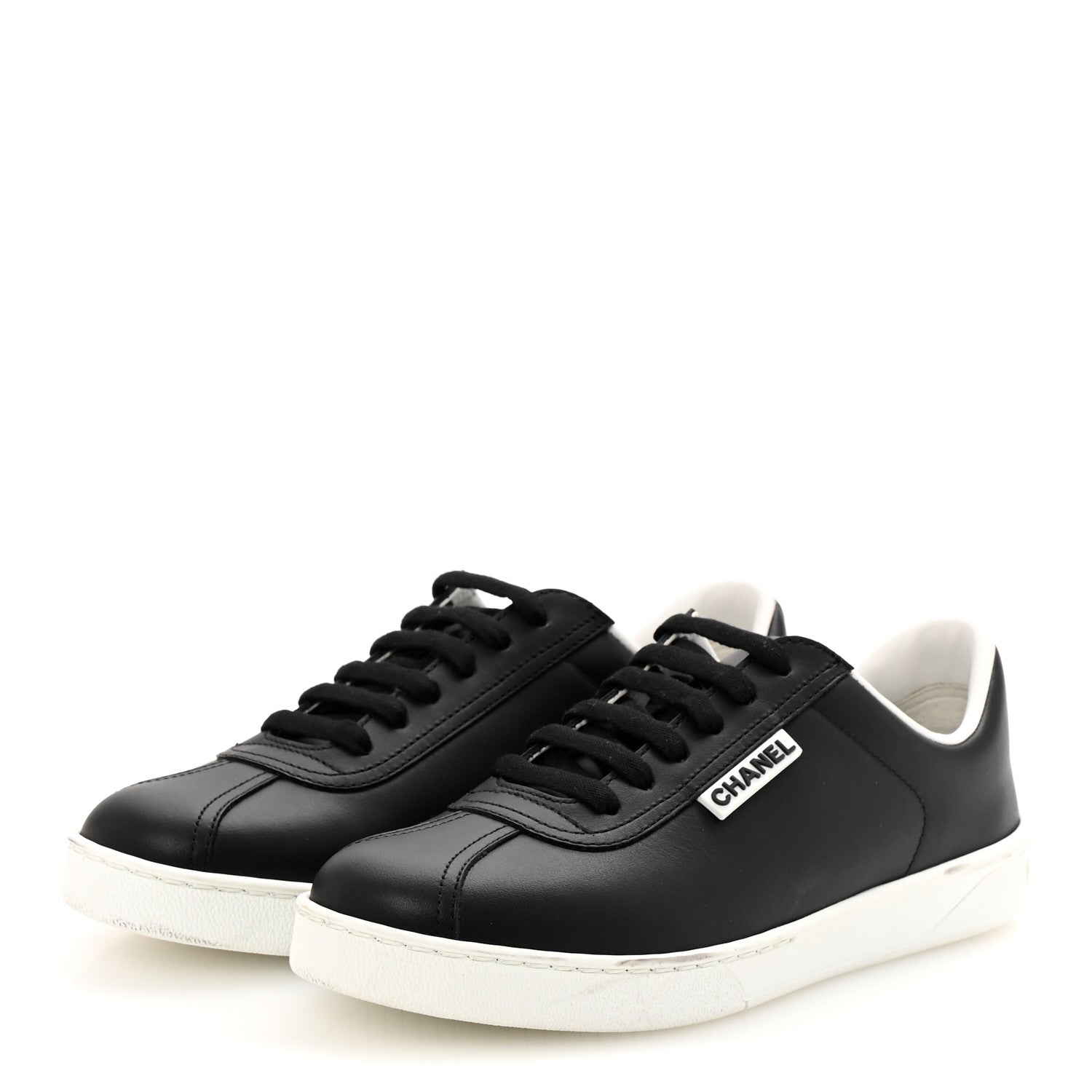 Chanel Calfskin CC Womens Sneakers 36 Black 4 of 9