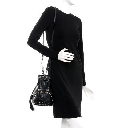 Prada Soft Calf Studded Drawstring Bag Nero Black 2 of 8