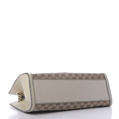 Gucci Monogram Margaux Calfskin Large Emily Chain Shoulder Bag Beige Ebony Mystic White 4 of 9