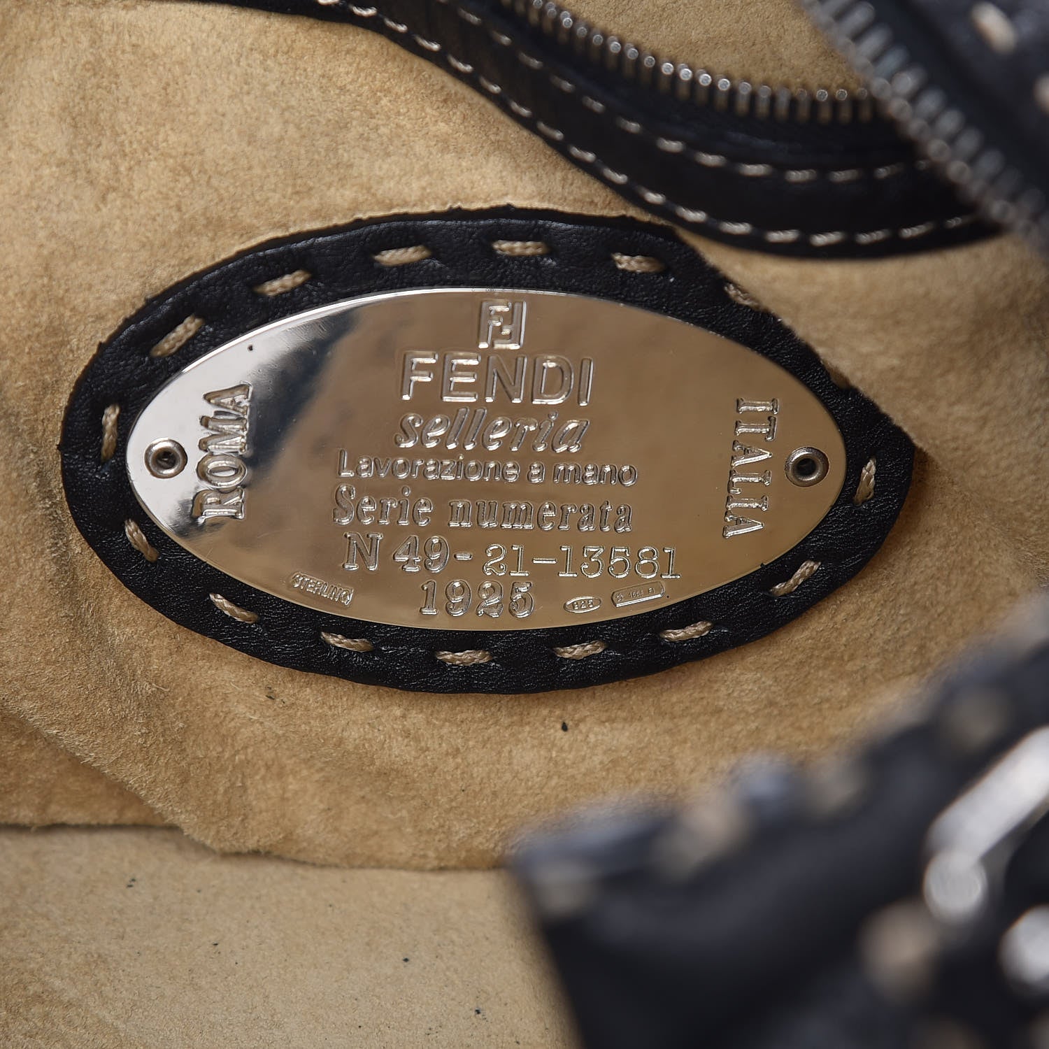 Fendi Calfskin Romano Selleria Shoulder Bag Black 6 of 13