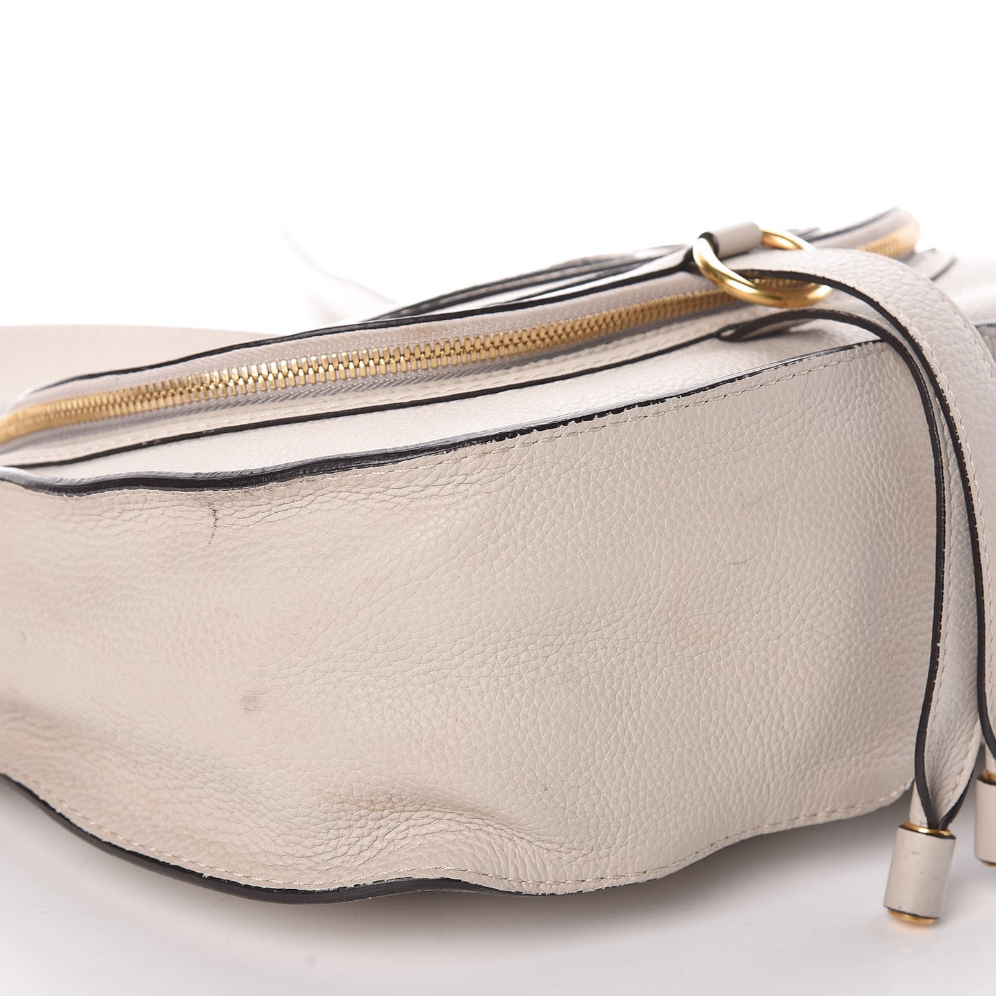 Calfskin Medium Marcie Round Zip Crossbody Bag Angora Beige