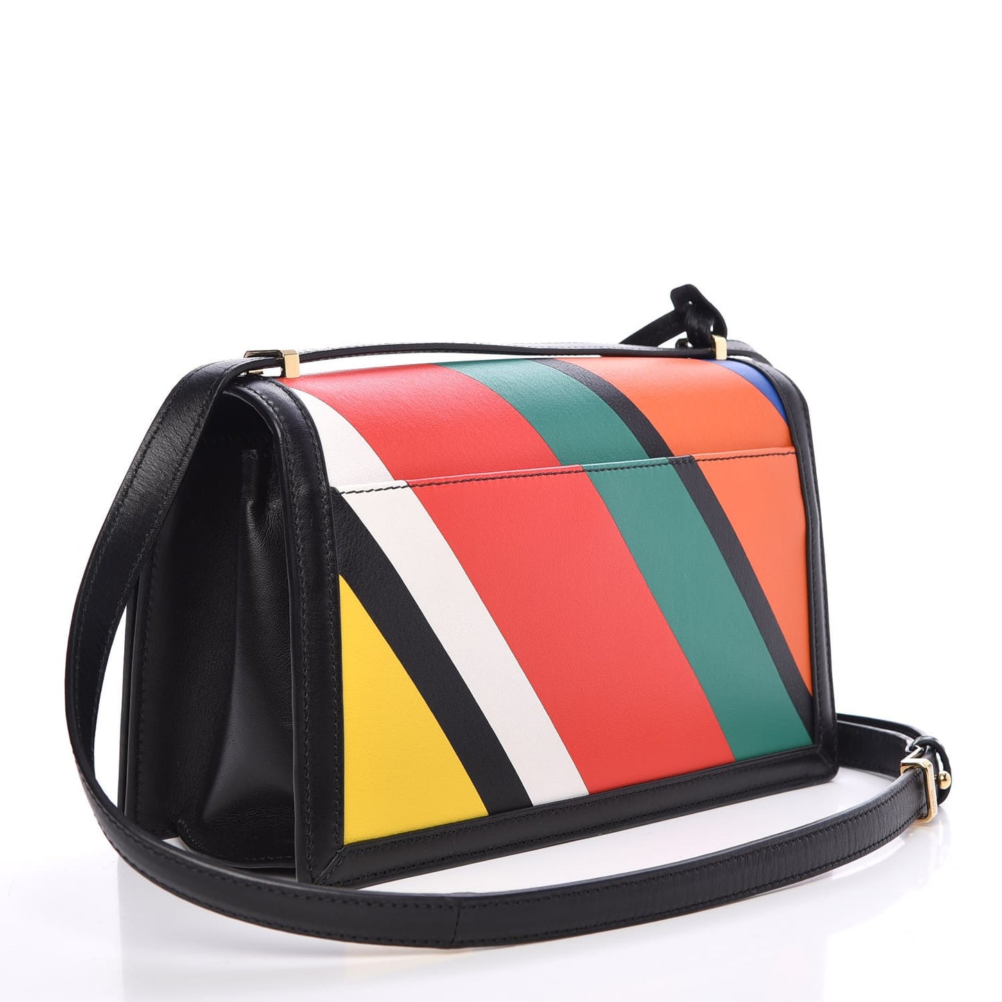 Calfskin Barcelona Striped Shoulder Bag Multicolor