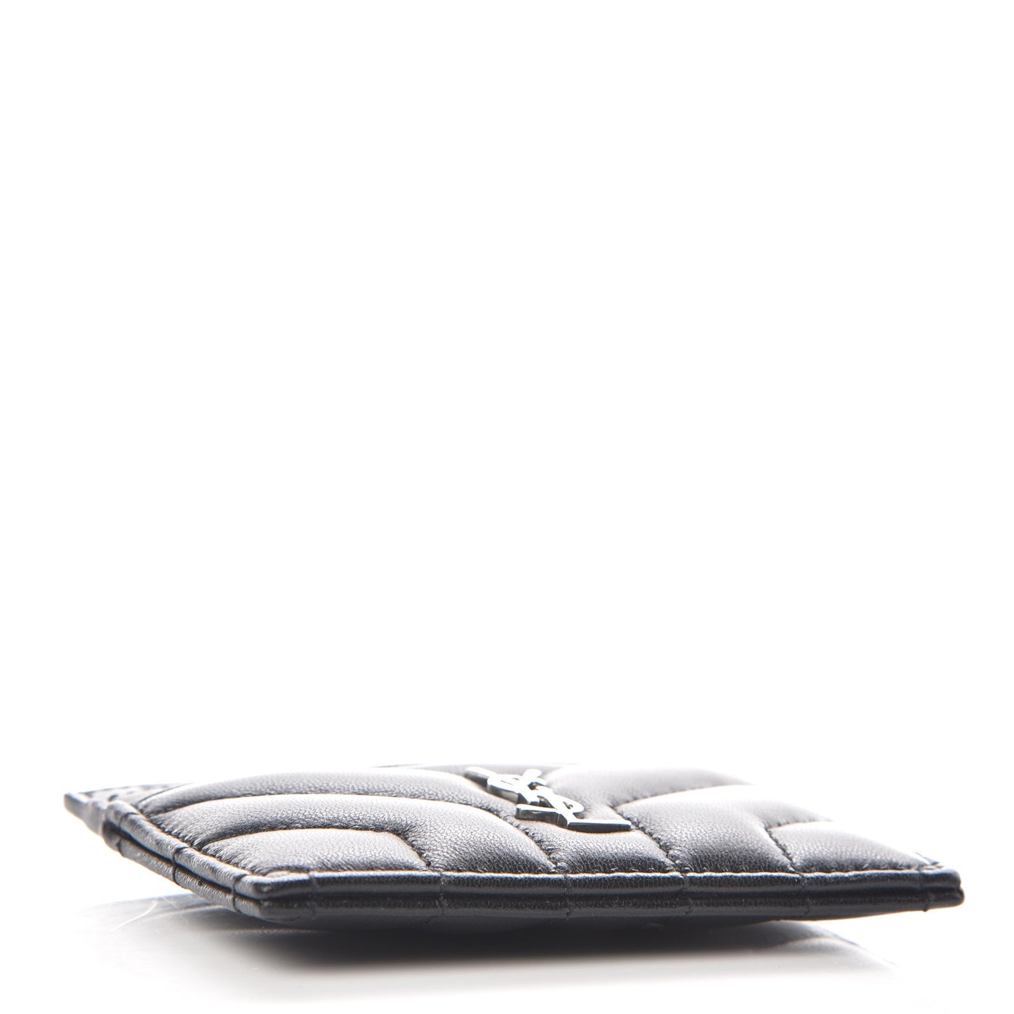 Calfskin Y Quilted Monogram LouLou Credit Card Case Black
