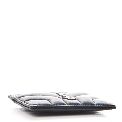 Saint Laurent Calfskin Y Quilted Monogram LouLou Credit Card Case Black 4 of 7