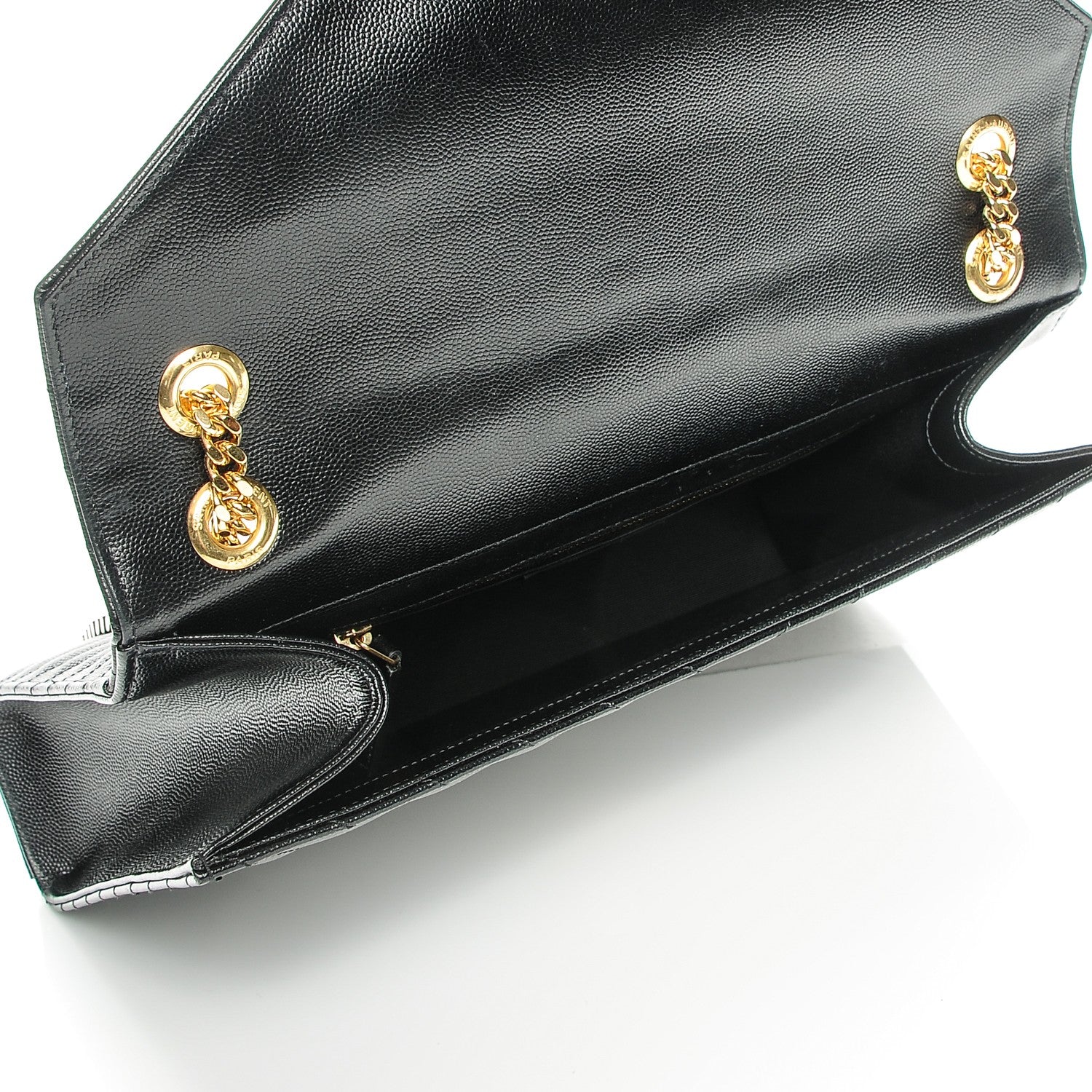 Saint Laurent Grain De Poudre Matelasse Chevron Large Monogram Satchel Black 5 of 17