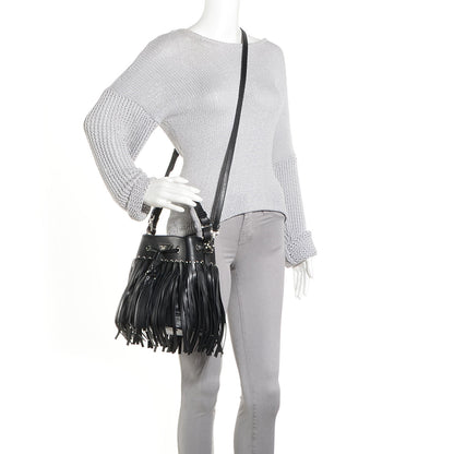 Prada Soft Calf Fringe Bucket Bag Nero Black 2 of 9