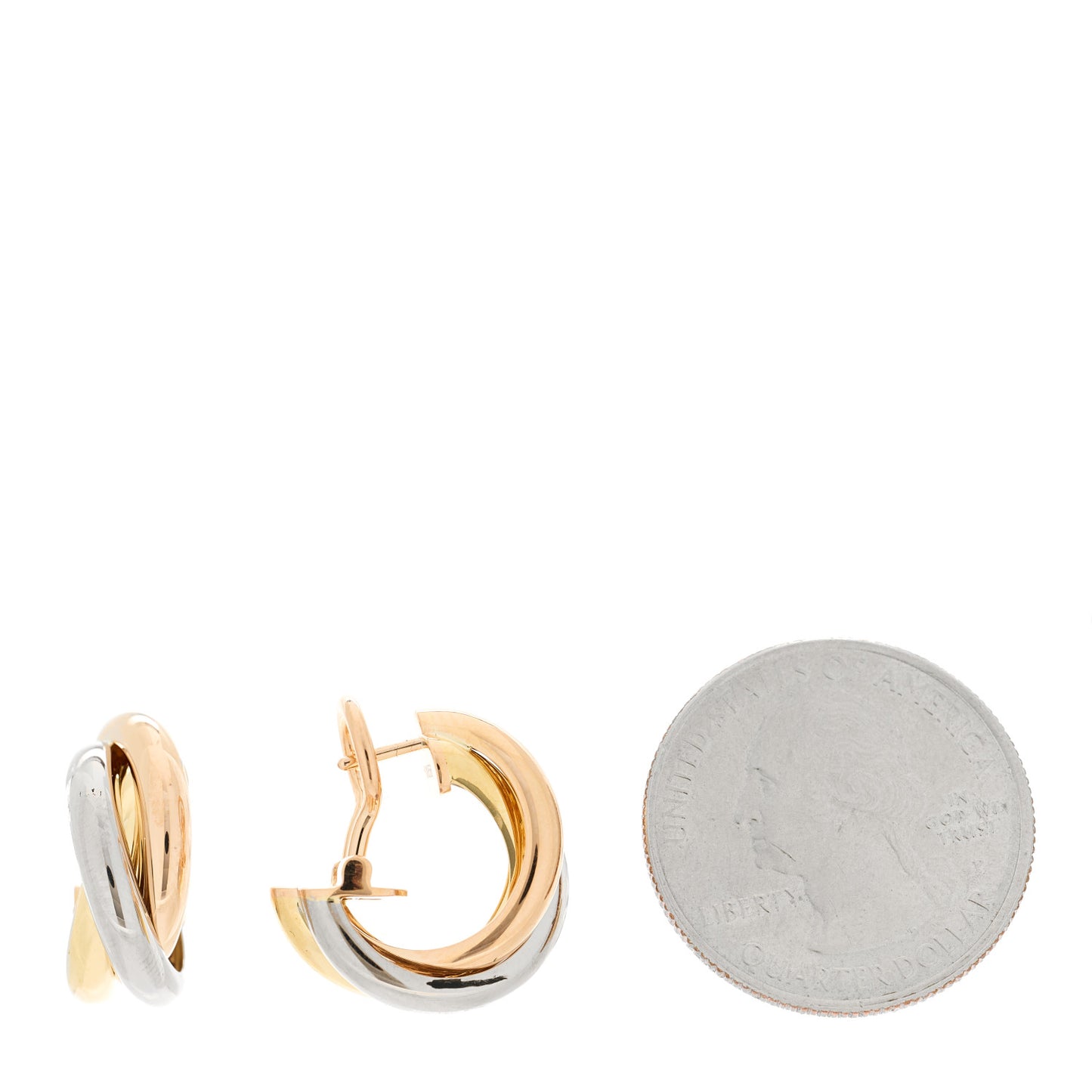 18K Pink Yellow White Gold Small Trinity Earrings