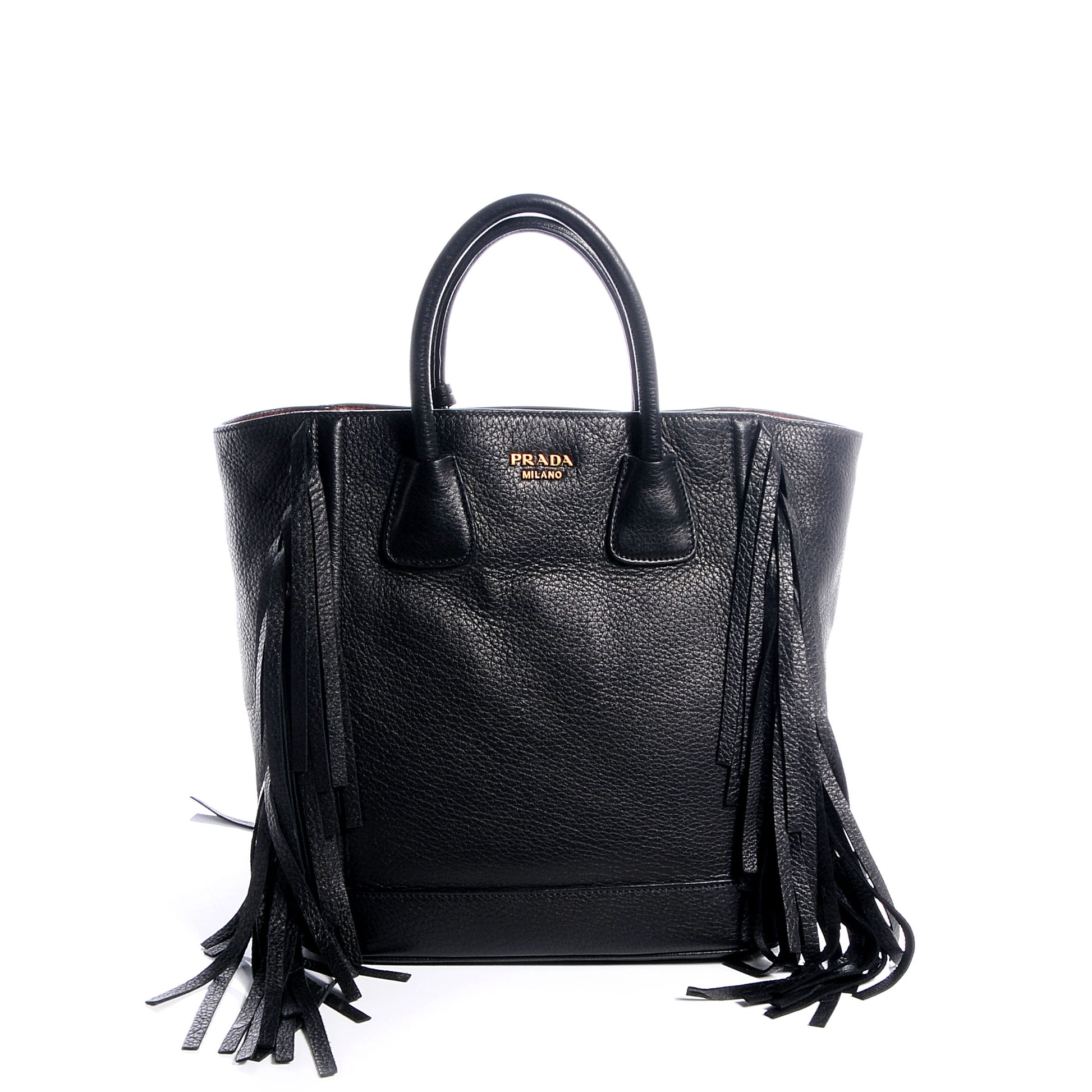 Prada Cervo Deerskin Fringe Tote Black 1 of 10