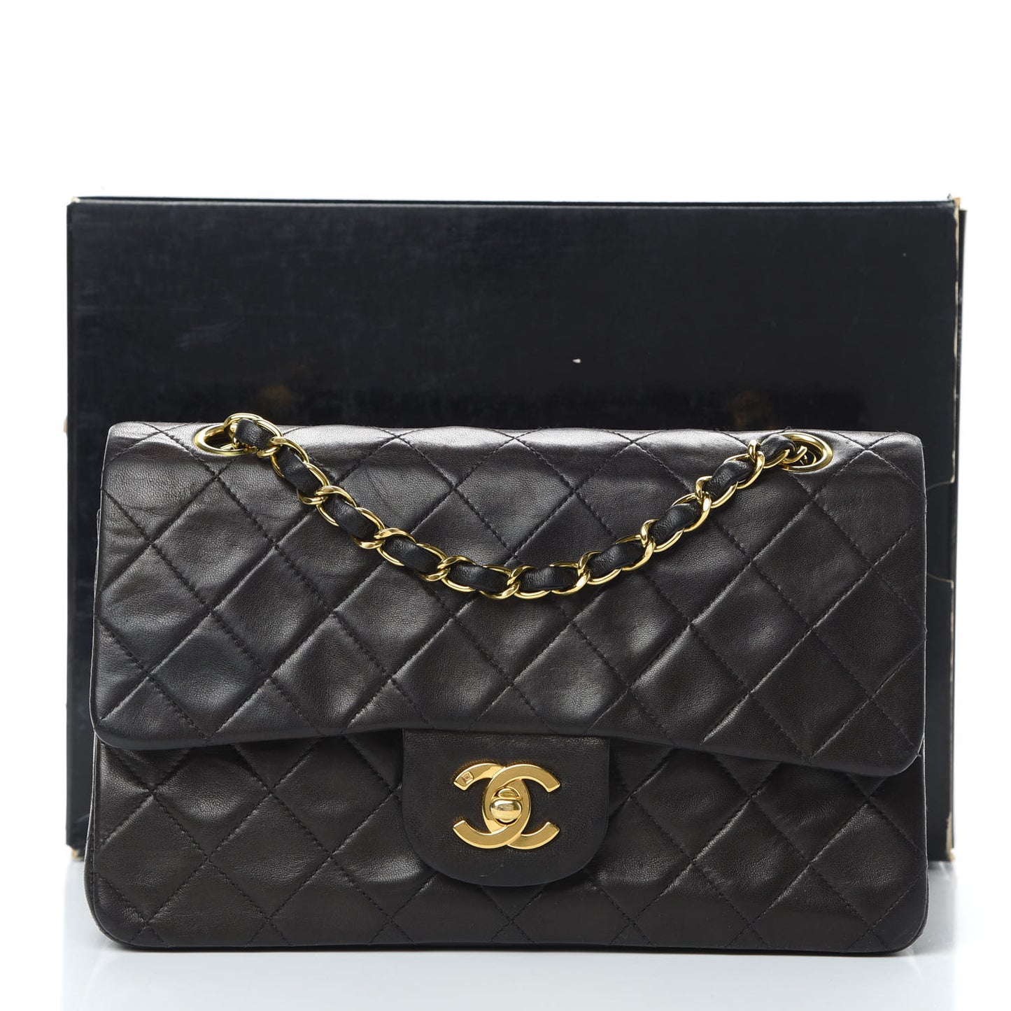 Lambskin Quilted Small Double Flap Black