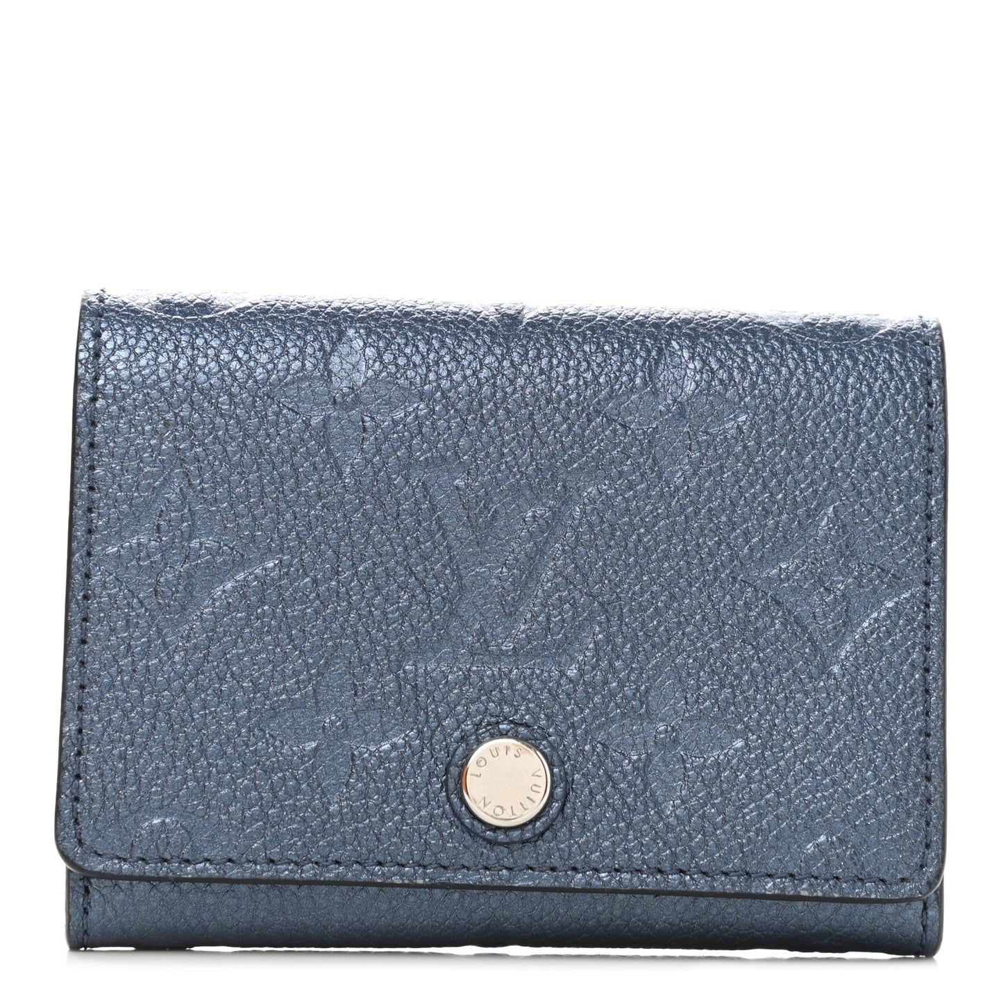 Metallic Empreinte Business Card Holder Navy Nacre