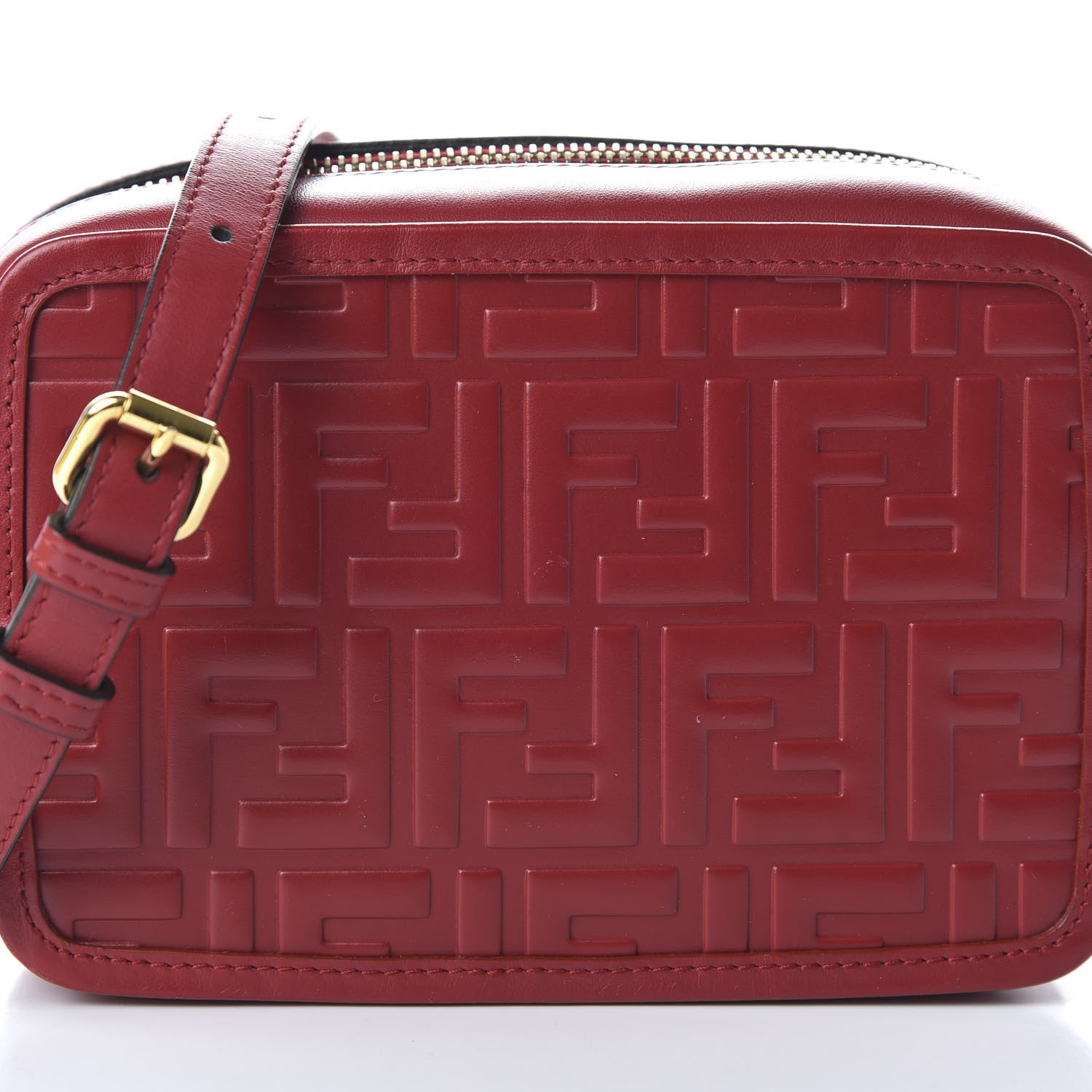 Fendi Vitello Century FF 1974 Embossed Mini Camera Case Fragola 10 of 11