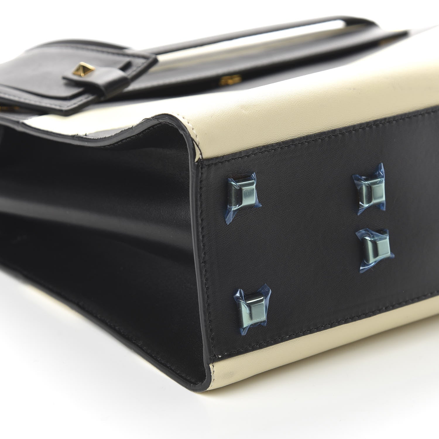 Valentino Garavani Nappa Striped Medium My Rockstud Frame Bag Black Light Ivory 6 of 13