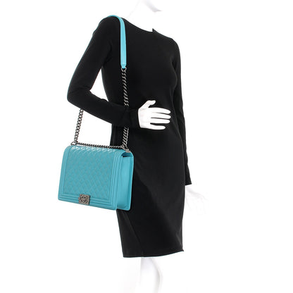 Chanel Lambskin Quilted Large Boy Flap Turquoise 2 of 9