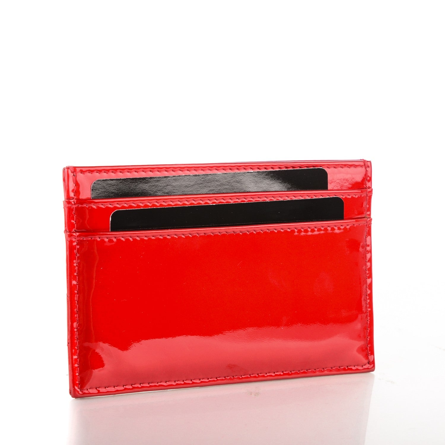 Chanel Patent Quilted Brilliant Card Holder Red 3 of 8